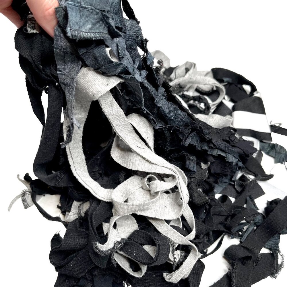 1# Lb Fabric Lot Gray Black Ruffle Fringe Mummy Halloween Cosplay Costume Goth